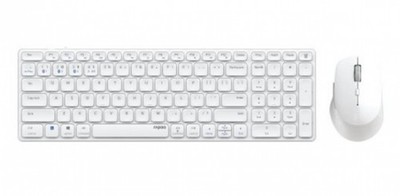 Rapoo 9700M Deskset Dual Wireless Keyboard Mouse 1.600 DPI Aluminium White DE
