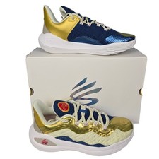 Under Armour Curry 11 GS Basketball Shoes Blue Gold Sz 7Y Youth Boy Sneakers New
