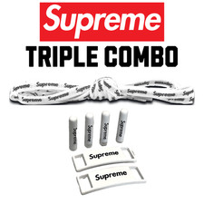 White Supreme Shoe Lace Supreme Lace Lock Supreme Metal Aglets Tips Bundle
