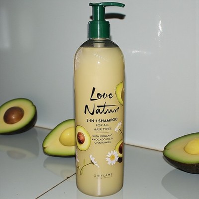 Oriflame Love Nature 2in1 Haar Shampoo Spülung Haartypen Bio Avocado Öl Kamille