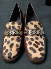 Tory Burch Gemini Link Loafers 7M Women – Genuine Calf Hair Leopard Print Flats