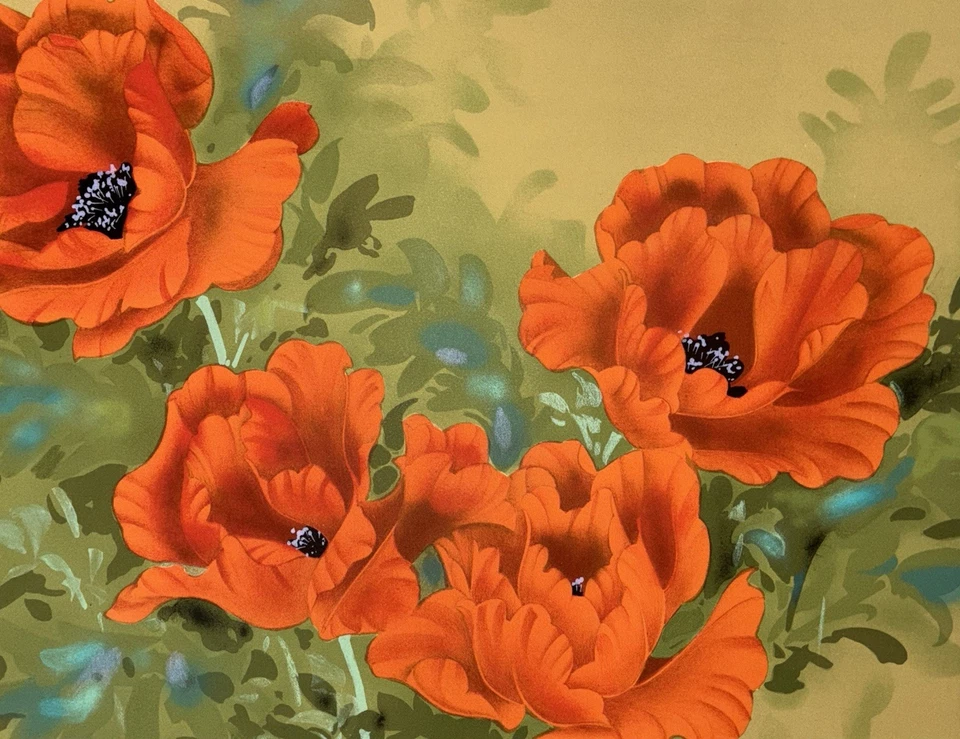 Impresión litográfica limitada 50/300 firmada original de David Lee "Amapolas (9)" Foto 3 de 4