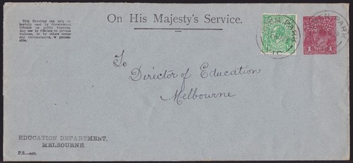 AUSTRALIA Envelope - Official 1919 KGV OS 1d ACSC cat $150