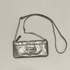 Nine West Crossbody Clutch Wallet with Chain Detail Silver Small