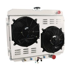 Aluminum Radiator Shroud Fan Thermostat Relay Kit 67-70 Mustang Cougar 4-Row