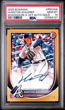 2025 Bowman MLB Baseball Hurston Waldrep Gold  Auto /50 Rookie RC #PRV-HW Braves