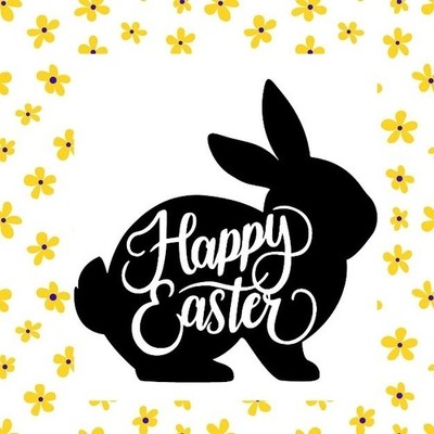 HAPPY EASTER BUNNY, SILHOUETTE VINYL AUFKLEBER, OSTEREIER, KORB, HASE 8''