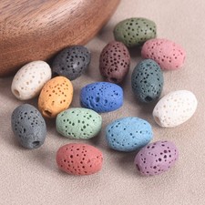 50pcs Natural Volcanic Lava Stone Oval Shape 12x9mm 15x11mm Loose Beads DIY Lot