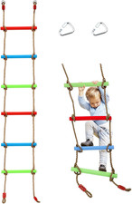 7FT Colorful Camping Rope Ladder for Kids - Hanging Climbing Ladder for Swing Se