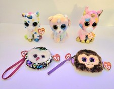 Lot of 5 Ty Beanie Boos Wristlets New Retired Unicorns, Owl, and Monkey