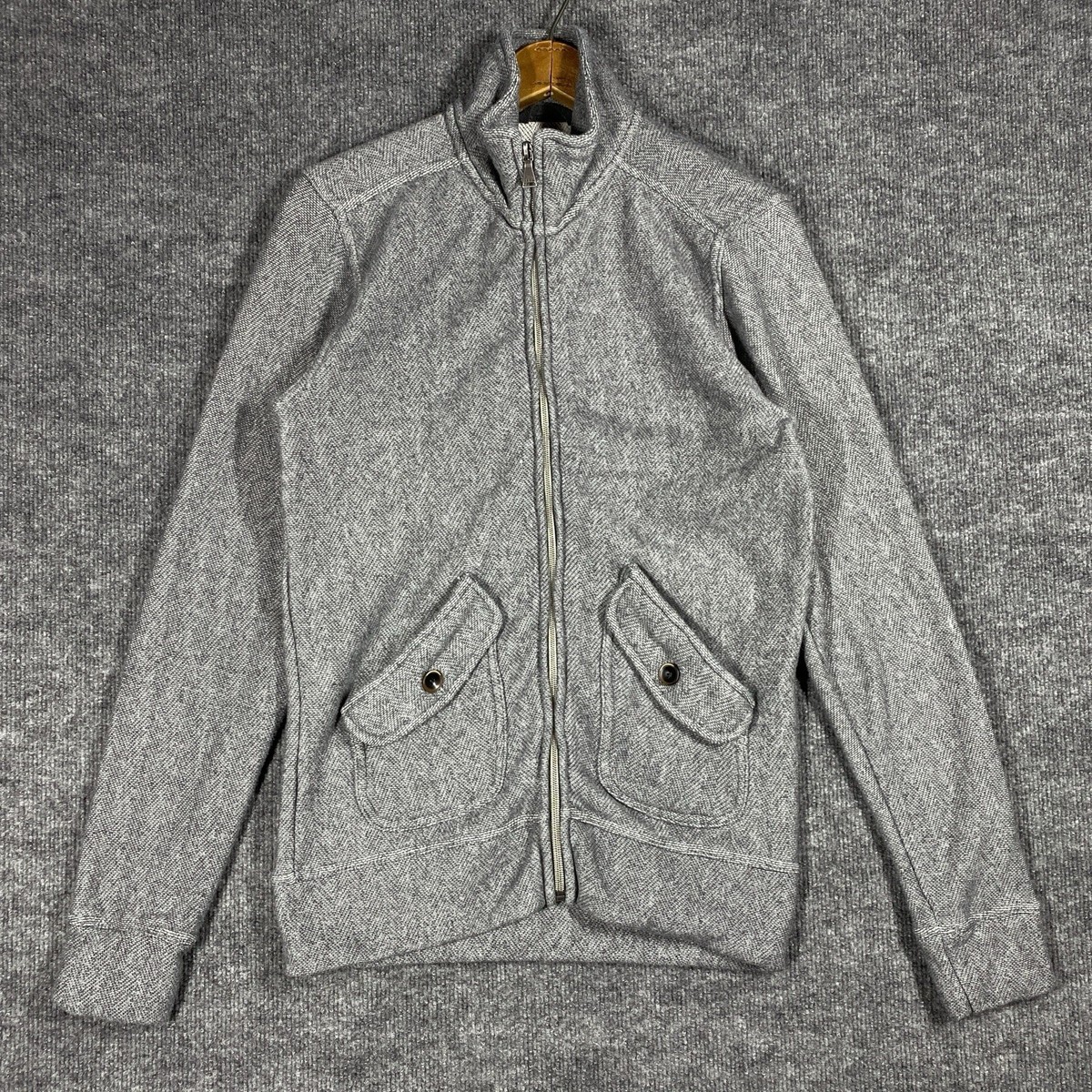 Ikka Sweatshirt Women Size Medium Full Zip Heather Gray Pockets