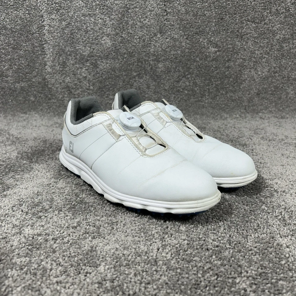 Zapatos de golf FootJoy PRO SL BOA 45031 Junior talla 4 M de cuero blanco con clavos usados Foto 2 de 4