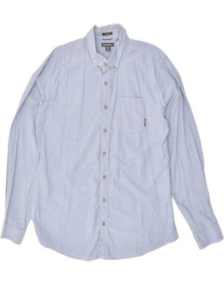 EDDIE BAUER Herren Hemd Classic Fit Large Blau Nadelstreifen Baumwolle AZ68