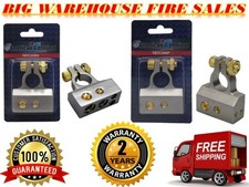 A/T 2/ 4 / 8 Gauge AWG Car Battery Terminal Chrome Positive Negative Set