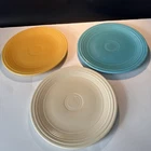 Vintage GENUINE FIESTA HLO PLATE LUNCH PLATES  9.5" SET OF 3 USA Multi Colors