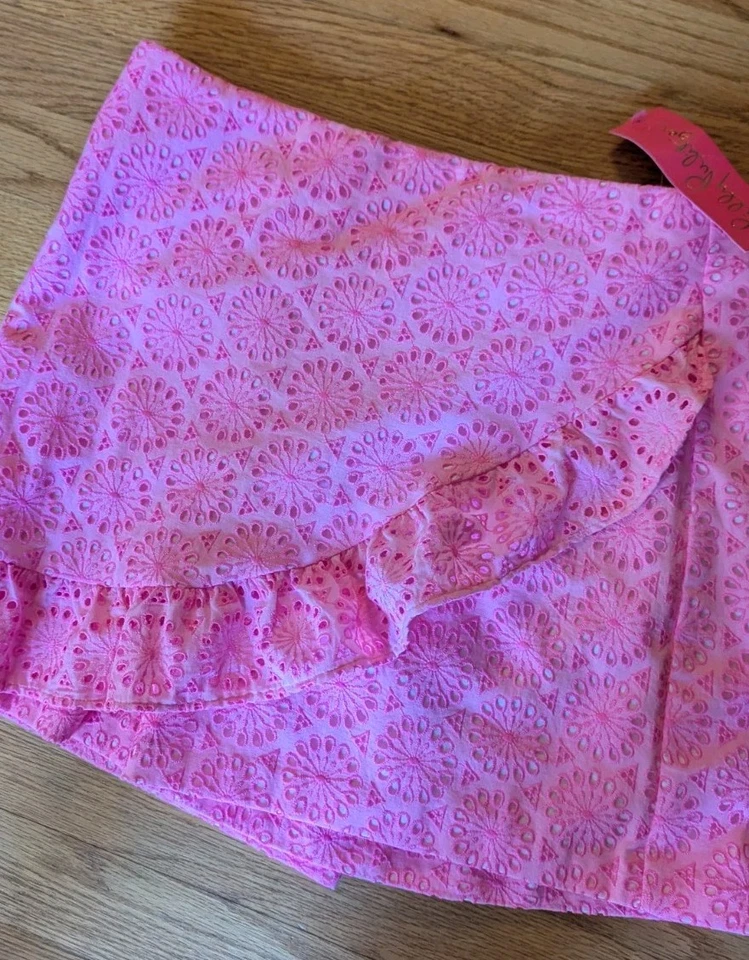 Lilly Pulitzer Nuevo Faye Skort Talla 8 Mujer Prosecco Rosa Ojales Volantes Ribete Nuevo con Etiquetas Foto 2 de 4