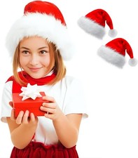 Santa,Christmas Hat for Adults Kids Unisex,Xmas Holiday,Velvet Classic Santa Hat