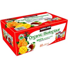 40 x 200ml Kirkland Signature Organic Juice Assorted Fruit Flavours Cartons