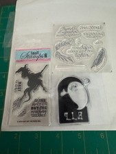 Lot of 4 Clear Stamp Sets Halloween, Witch, Ghost, Get Well, Sentiments Card