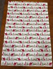 Crate & Barrel Holiday Critters Large Cotton Kitchen Dish Tea Towel Winter RARE