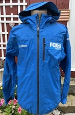 LL Bean FOX CT News Tek Storm Rain Jacket Men's Large Blue Full Zip Hood QUALITY