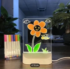 1pc Memo Board with 7 Pens, Creative LED Night Light USB MEssage Board Holiday 