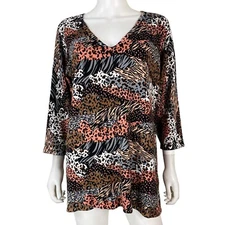 Attitudes by Renee Size 1X Sweater Multicolor Animal Print Lightweight Pullover