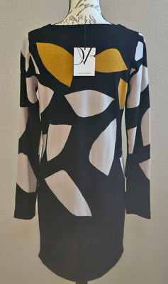 dvf knit dress DIANE von FURSTENBERG Beach Leaves Wool BNWT Striped sweater