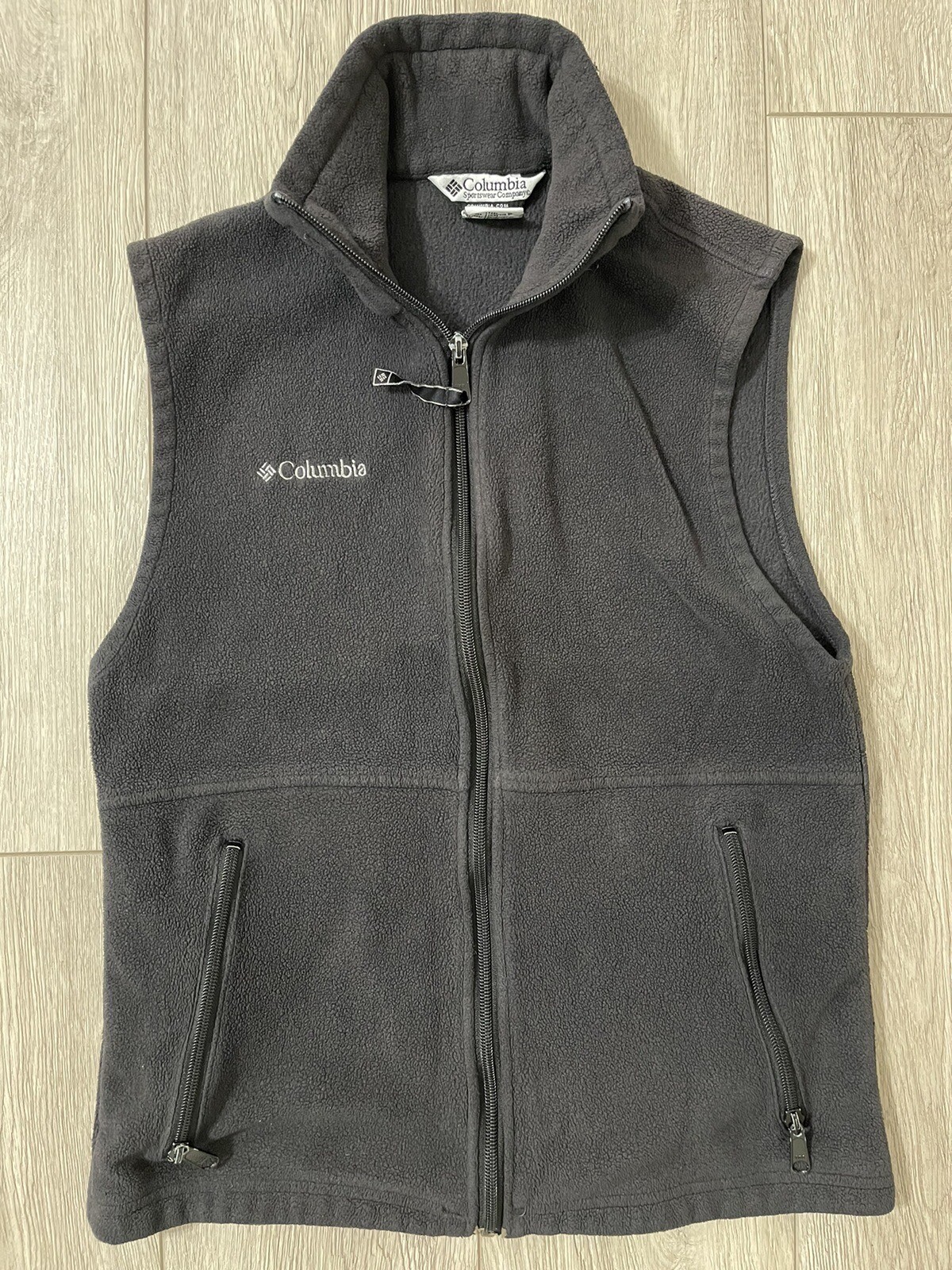 Columbia Men's Small Black Full-Zip Fleece Vest with Embroidered Logo