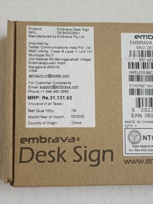 Embrava Desk Sign Desksign01 Desk Booking Smart Sensor