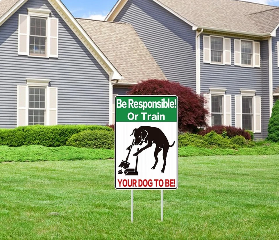 No Pooping Dog Sign - 8"x12" Please Clean Up After Your Dog Double Sided Yard - Image 3 of 4
