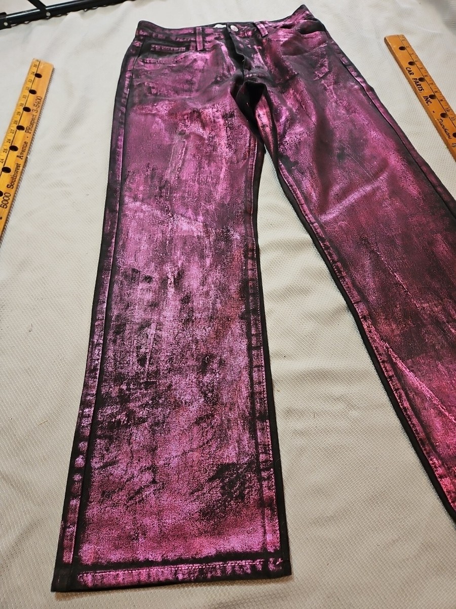 Forever 21 Jeans Womens Size 28 Black Pink Metallic Denim Straight