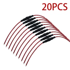 20pcs Inline Round Glass Fuse Holder 30A Max Screw-Type Wire 250V Small 5x20mm