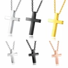 Children Boy Girl Simple Stainless Steel Cross Pendant Chain Small Necklace Gift