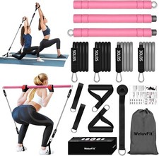 Multifunctional Portable Pilates Bar Kit with Resistance Bands,Full-Body Workout