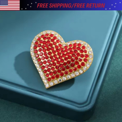 Classic  Red Love Rhinestone Brooch Pin For Women Gift Jewelry Accessories USA