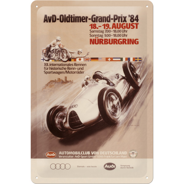 Nostalgic Art Tin Sign Audi Oldtimer Grand Prix '84 20 x 30 cm