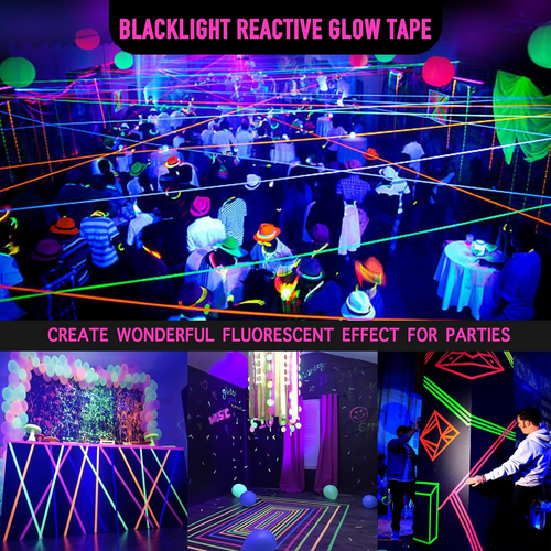 UV Blacklight Reactive Fluorescent Cloth/Neon Gaffer Tape, Super Bright Spike Ta - Picture 6 of 6