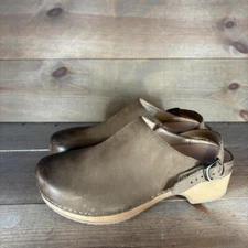 dansko berry womens size 38 shoes brown leather slip on comfort wedge clogs