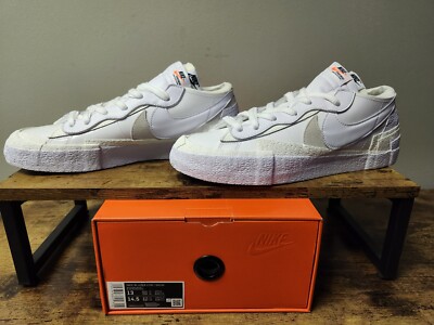 Nike Blazer Low Sacai Patent Leather Men's Shoes White-Sail DM6443-100 Sz 13 NEW