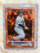 2022 Topps Update Chrome Sapphire Tyrone Taylor Orange Refractor /25 MKE Brewers