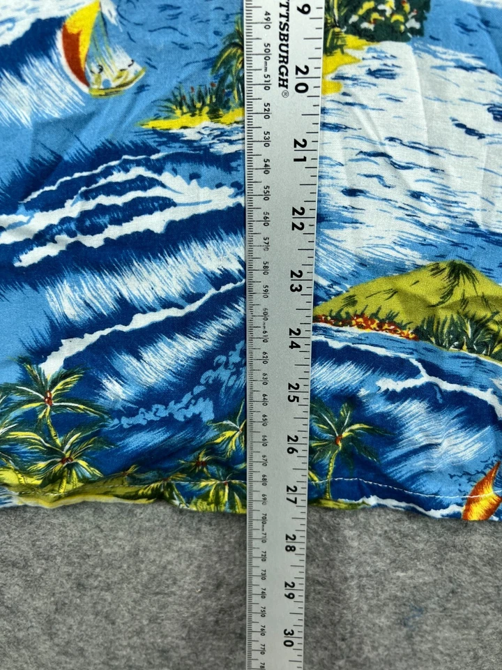Camisa de surf hawaiana Sun Fusion para hombre grande azul rayón abotonada manga corta Foto 3 de 4