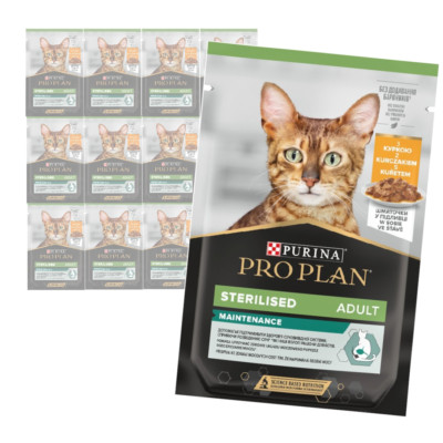 Purina Pro Plan Adult Sterilised Maintenance 12x85g Katzenfutter Huhn in Sauce