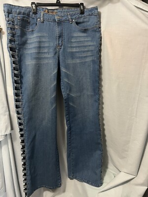 Impression Jeans plus size 26 faux diamond ladder slits