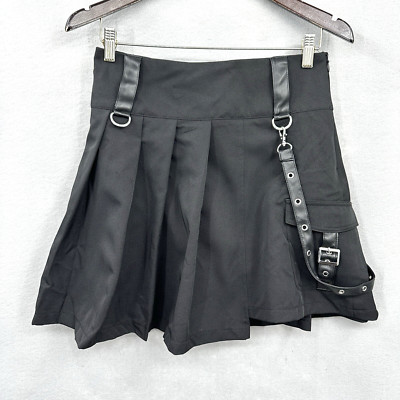 Killstar Mini Skirt Women M Strappy Goth Punk Metal Pleated Academia 90s Y2k