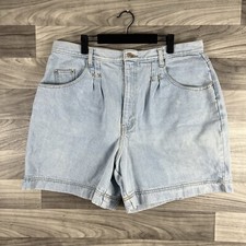 No Excuses Jean Shorts Sz 36/22 W Blue High Waisted Rigid Denim Mom Vintage 90s