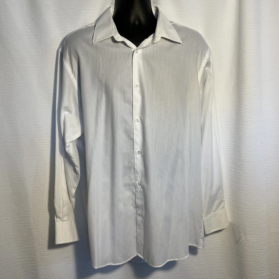 XL John Bartlett заявления белое платье рубашка тон на тон в полоску широкая ткань - Изображение 3 из 4