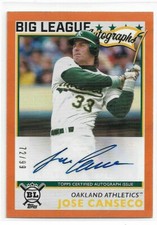 2020 Topps Big League Orange Autograph Auto #JC Jose Canseco 72/99