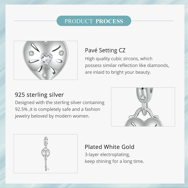 Sterling Silver Fine Dangle Charms & Charm Bracelets Bamoer .925 Sterling Silver Happiness Key Charm With CZ - For Bracelets & Jewelry Sterling Silver Key Charm Sterling Silver Fine Dangle Charms & Charm Bracelets Bamoer .925 Sterling Silver Happiness Key Charm With CZ - For Bracelets & Jewelry Sterling Silver Key Charm