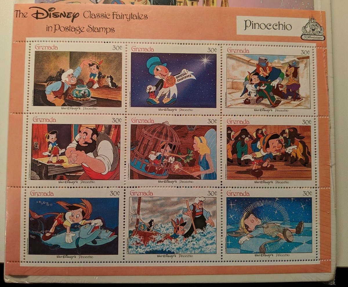 Vintage 1987 Disney PINOCCHIO Classic Fairytales With Postage